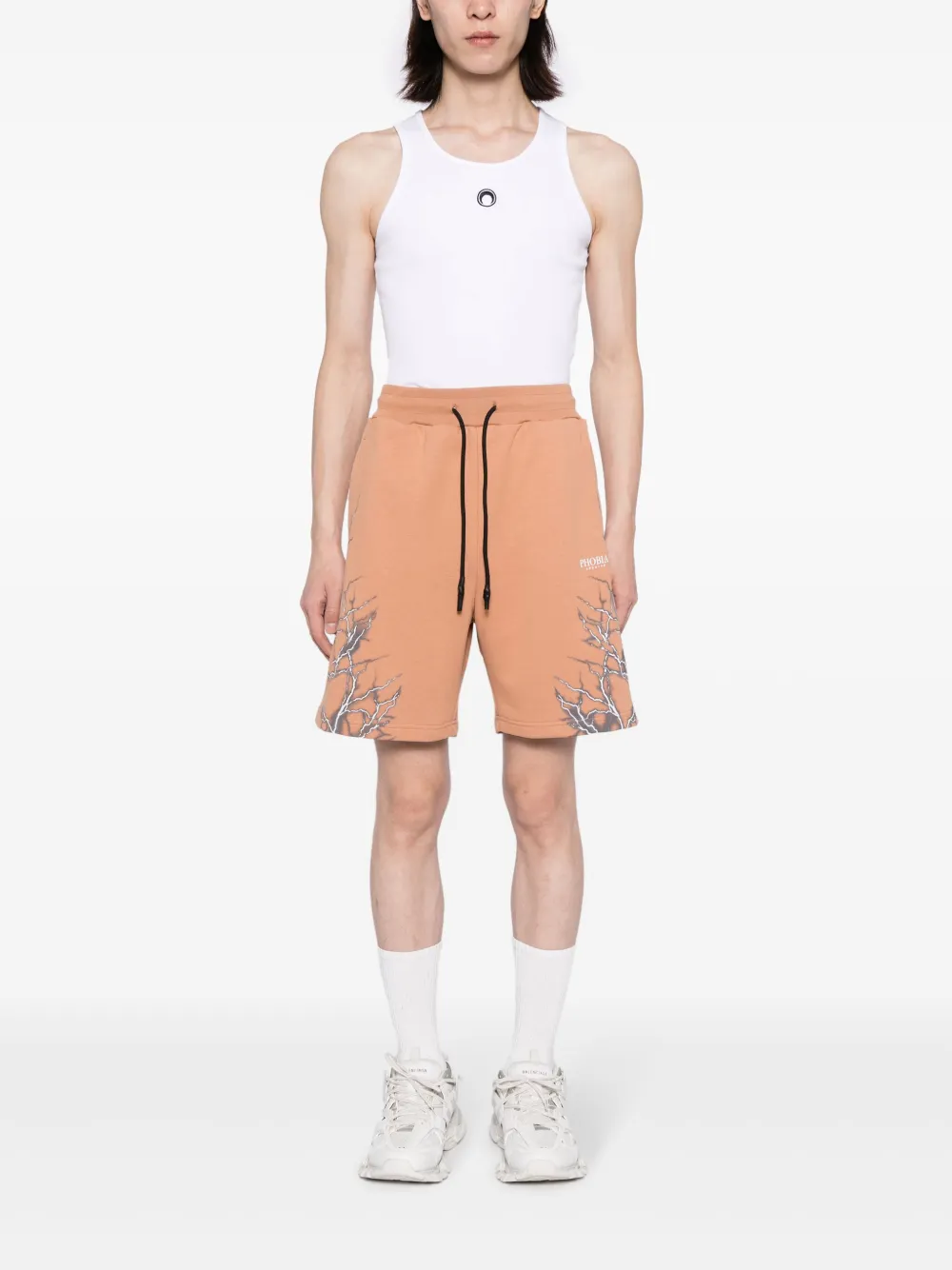 PHOBIA Shorts met bliksemflitsprint - Oranje