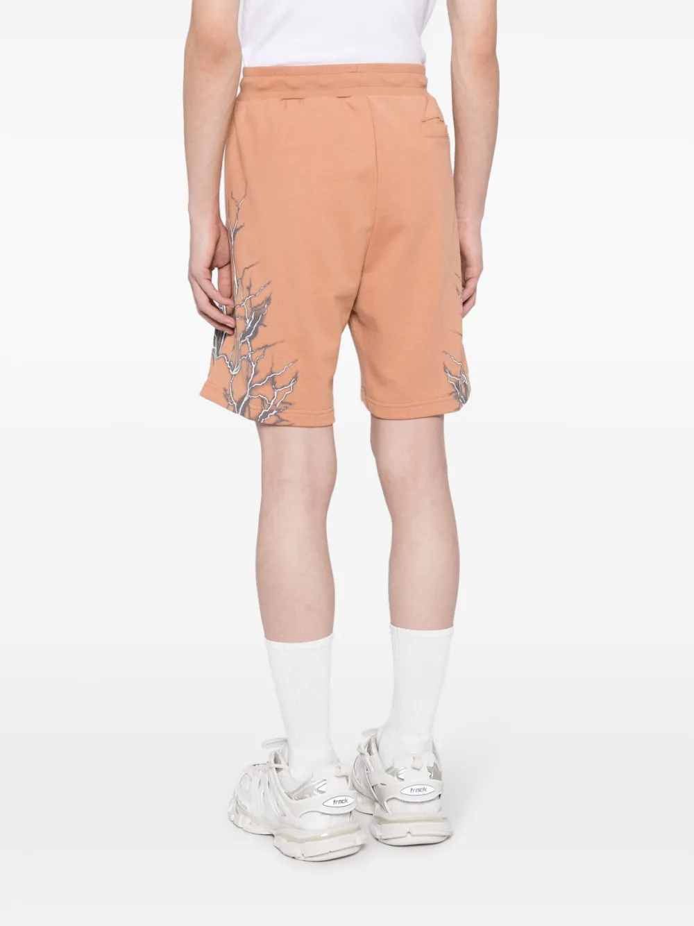Phobia Lightning-print Cotton Shorts In Orange