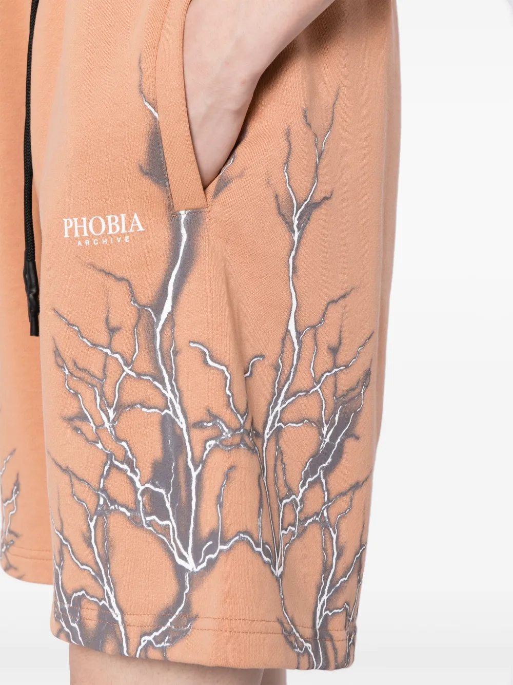 Phobia Lightning-print Cotton Shorts In Orange