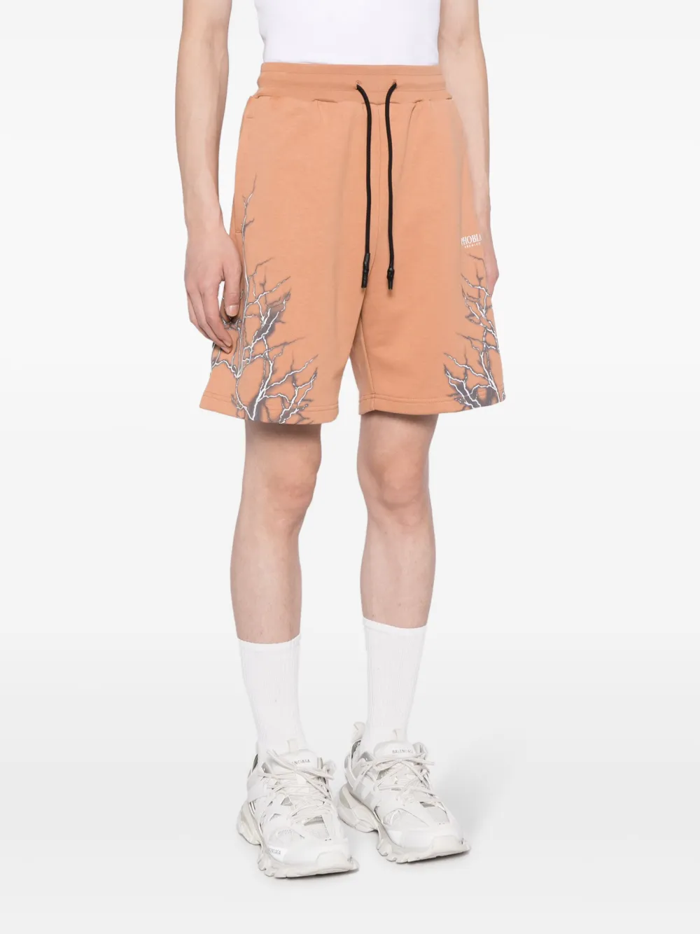 Phobia Lightning-print Cotton Shorts In Orange