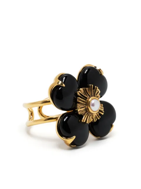 Goossens Trefle gold-plated agate ring