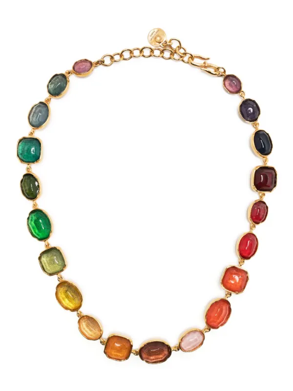 【最終】【GOOSSENS Paris】 Rainbow Necklace Cabochons necklace rainbow Brass soaked in a gold bath and rock
