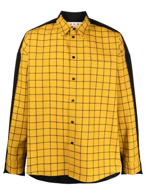 Marni grid-pattern virgin wool shirt Men