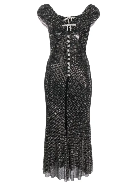 Self-Portrait crystal-embellished off-shoulder maxi dress 