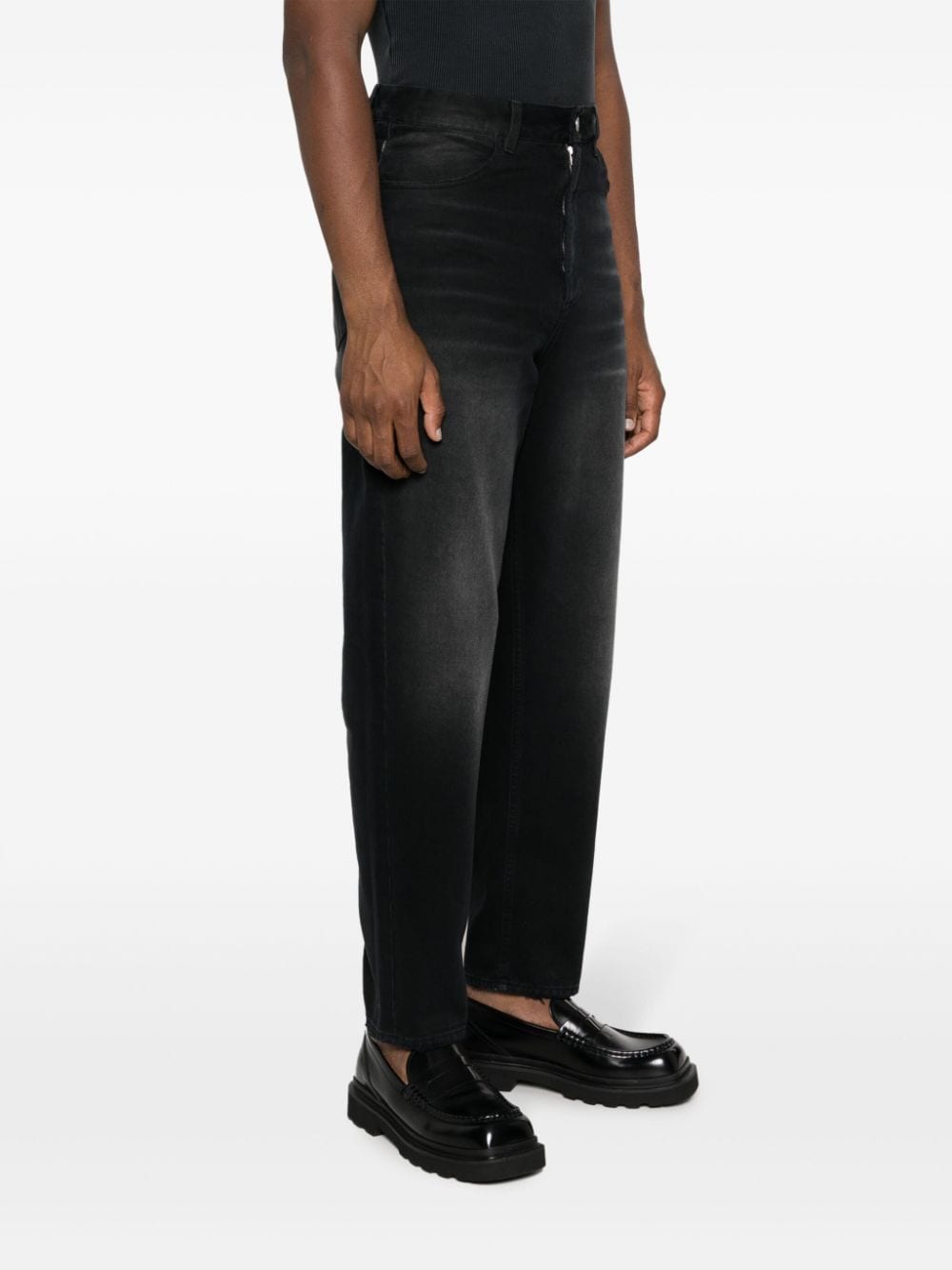 Shop Marni Whiskering-effect Straight-leg Jeans In Black
