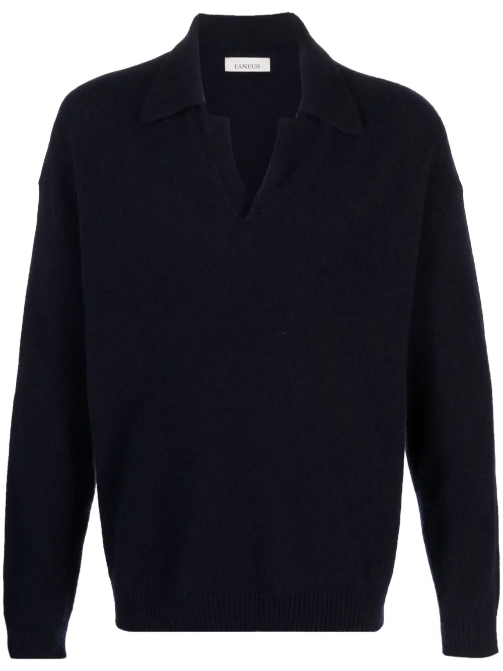 Laneus pull en maille nervurée à col v - Bleu Top Merken Winkel