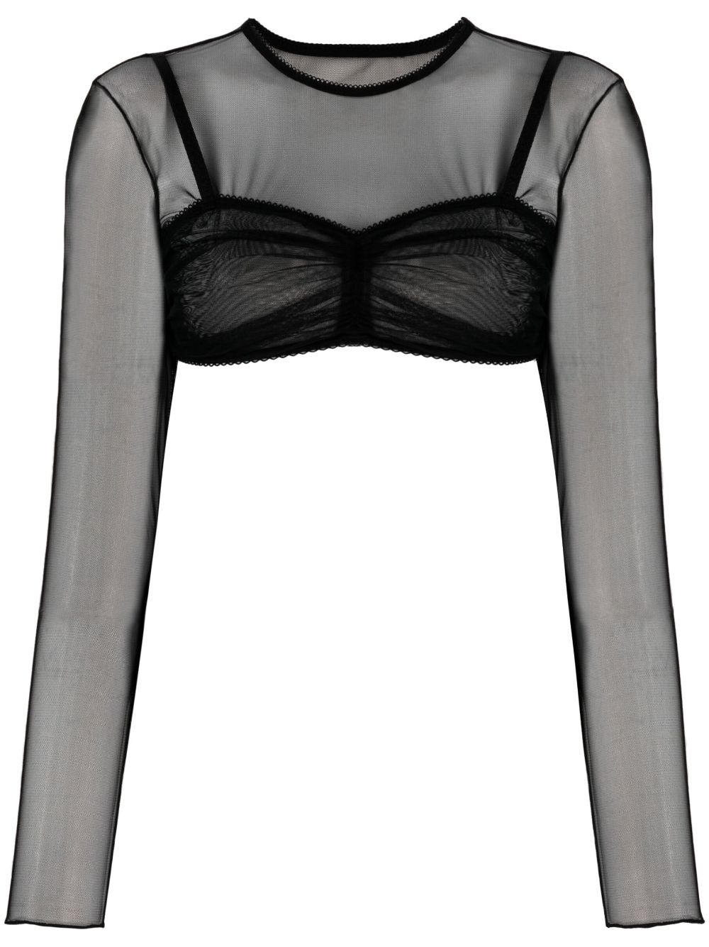 Ioana Ciolacu semi-sheer construction cropped top - Black