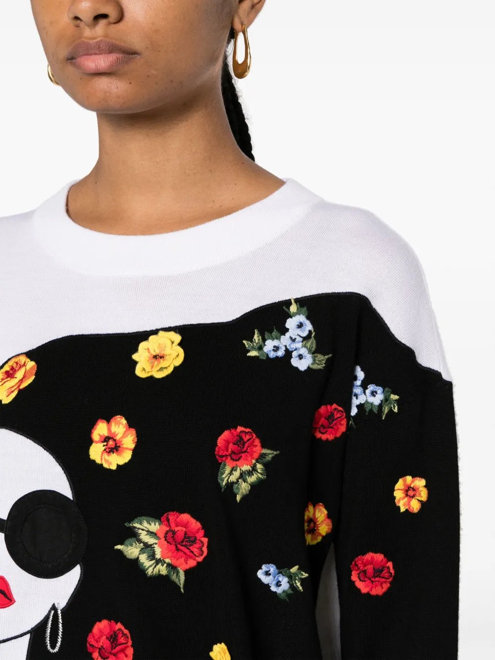 Shop Alice And Olivia Stace Face-motif Jumper In Black