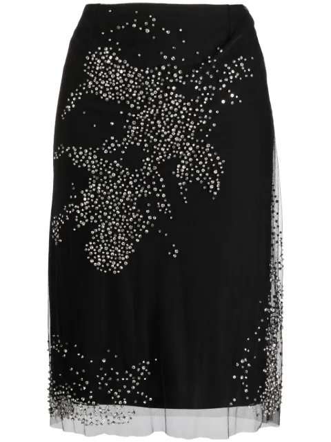 DES PHEMMES crystal-embellished midi skirt