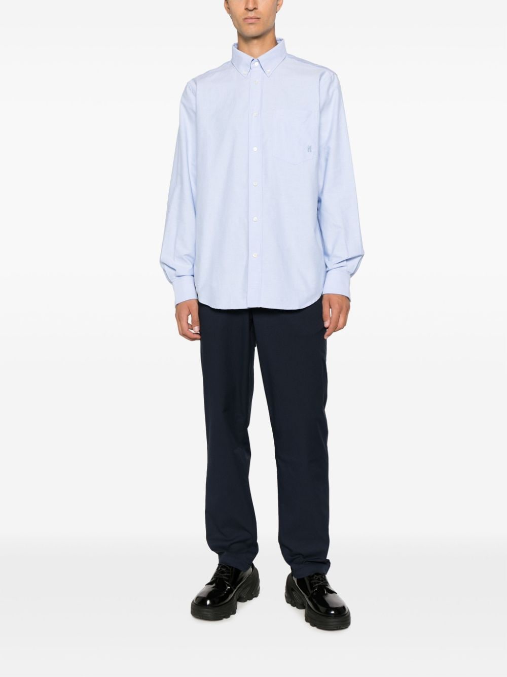 Shop Norse Projects Organic Cotton Long-sleeved Shirt In Blue