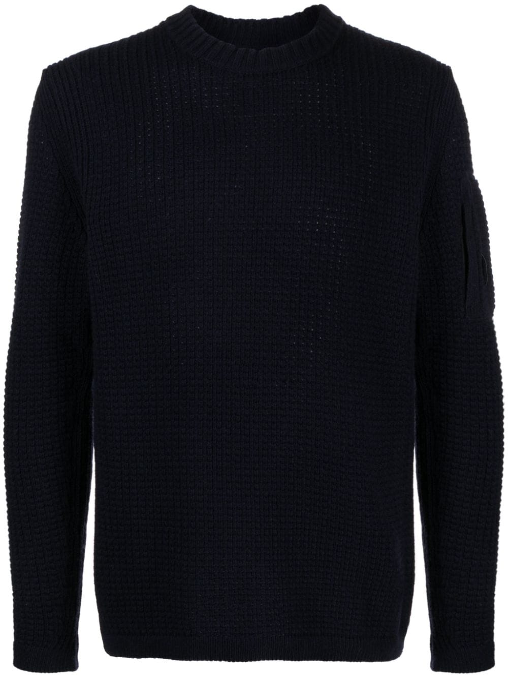 C.p. Company Lens-detail Waffle-knit Jumper In Black