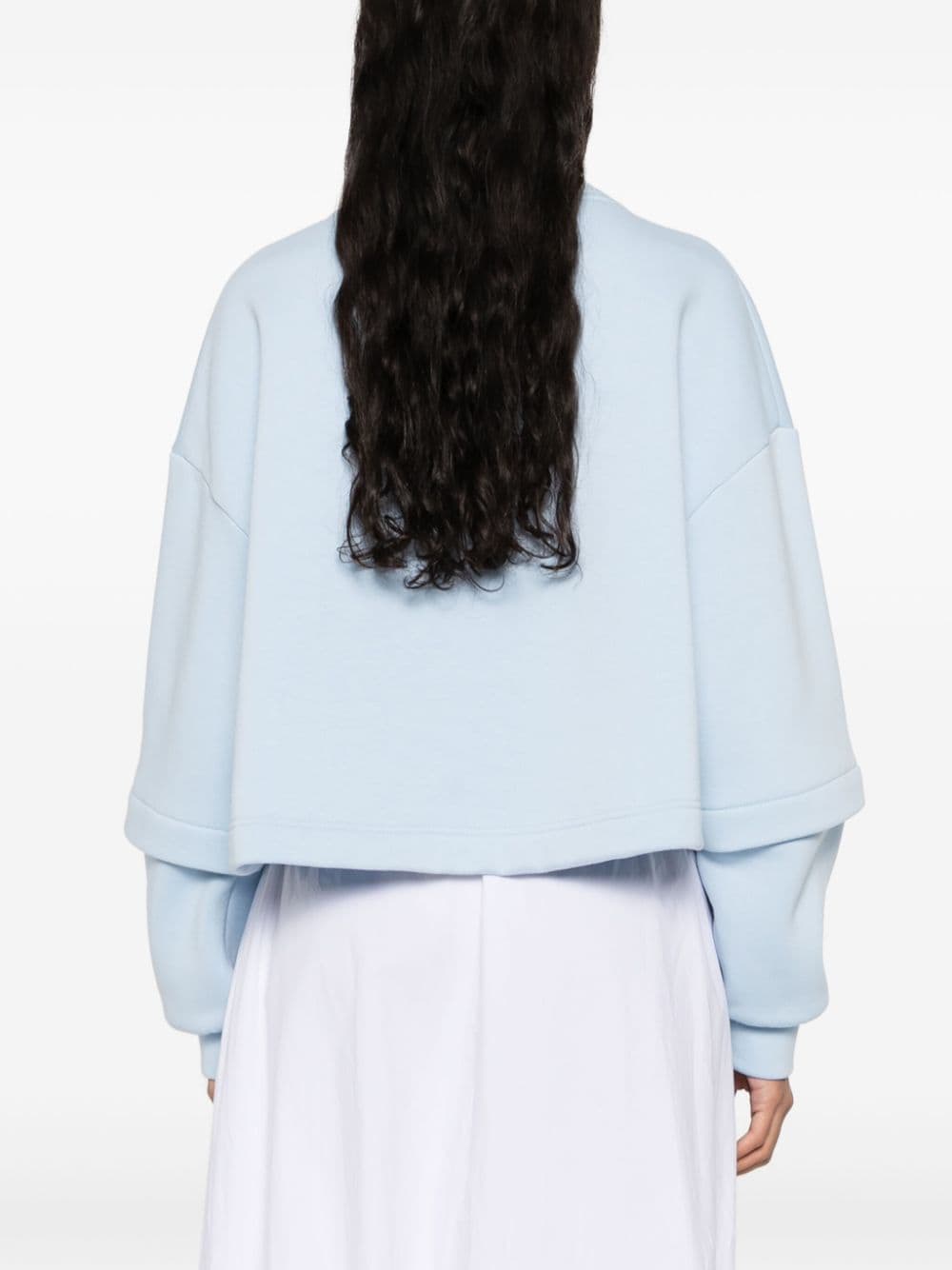 Shop Ioana Ciolacu V-neck Cotton-blend Sweatshirt In Blue