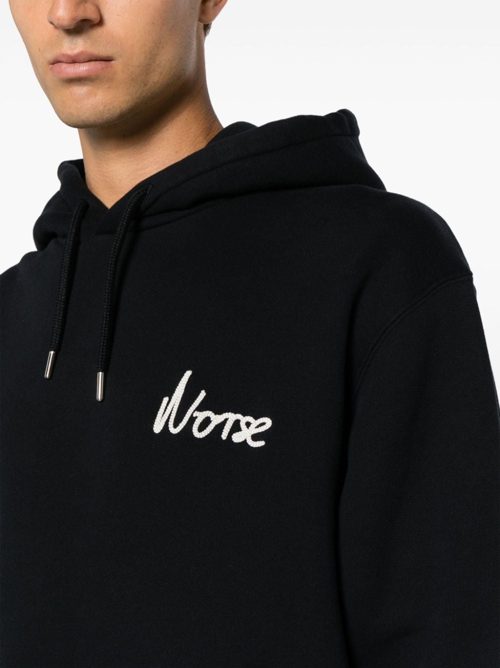 Norse Projects Arne hoodie met geborduurd logo Blauw