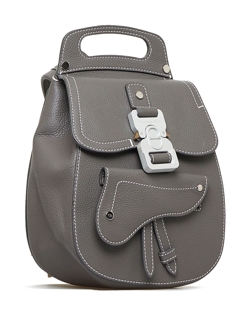 Pre-owned Dior 2019  Mini Gallop Leather Backpack In Grey