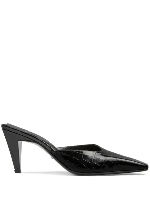 Gucci mid-heel crocodile-embossed mules