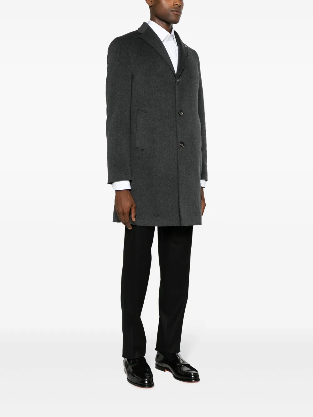 Tagliatore Single-breasted Virgin Wool Blend Coat In Grey