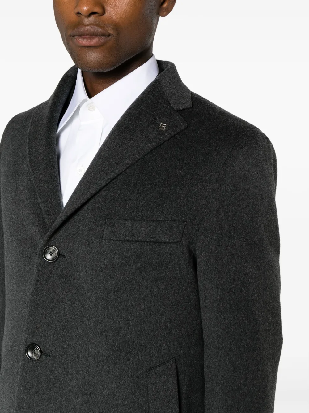 Tagliatore Single-breasted Virgin Wool Blend Coat In Grey