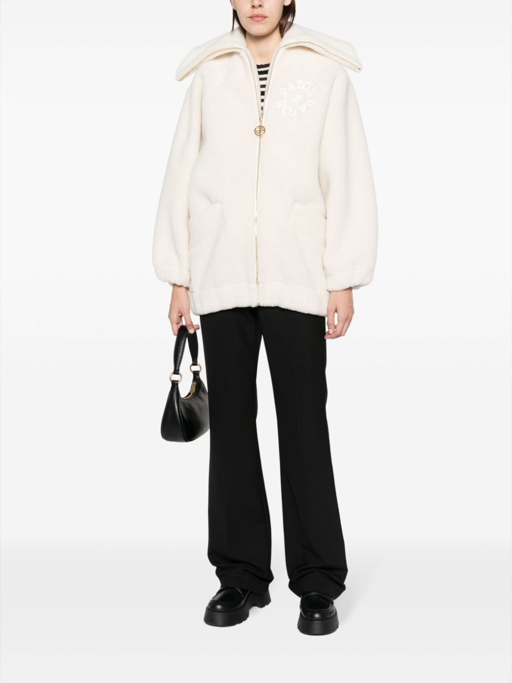 Patou logo-embroidered fleece jacket - Wit