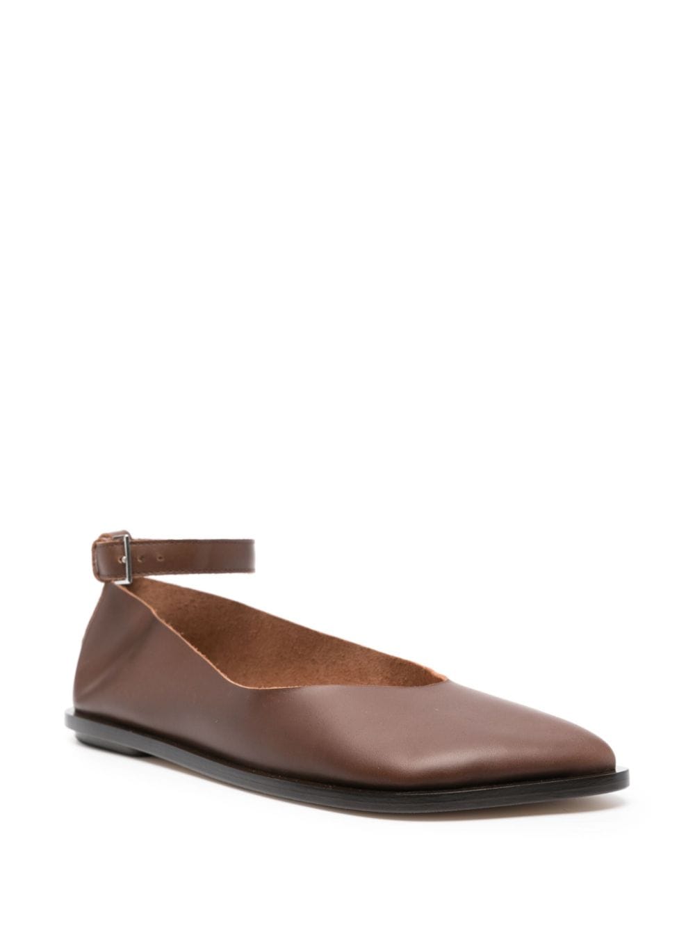 Niccolò Pasqualetti asymmetric-toe leather ballerina shoes - Bruin