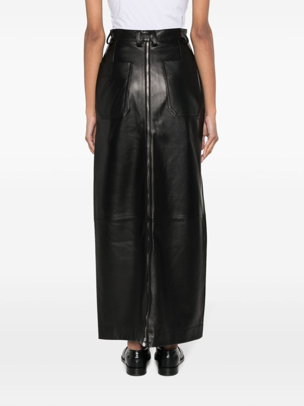 Shop Niccolò Pasqualetti Zip-up Leather Maxi Skirt In Black