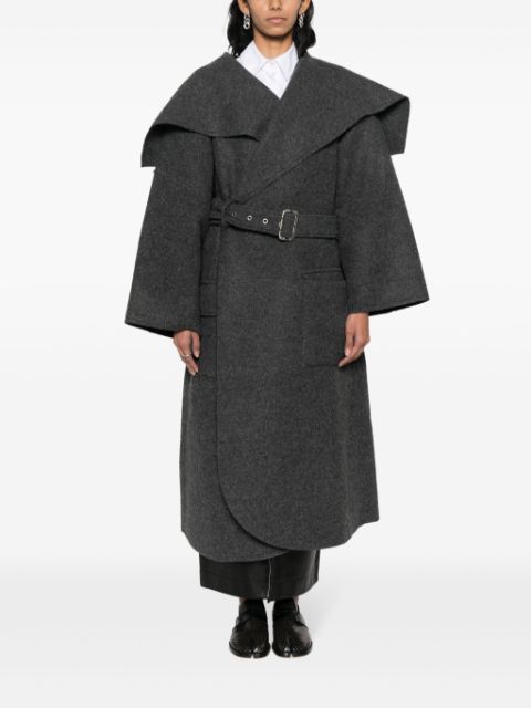 belted wool blend cape-style coat