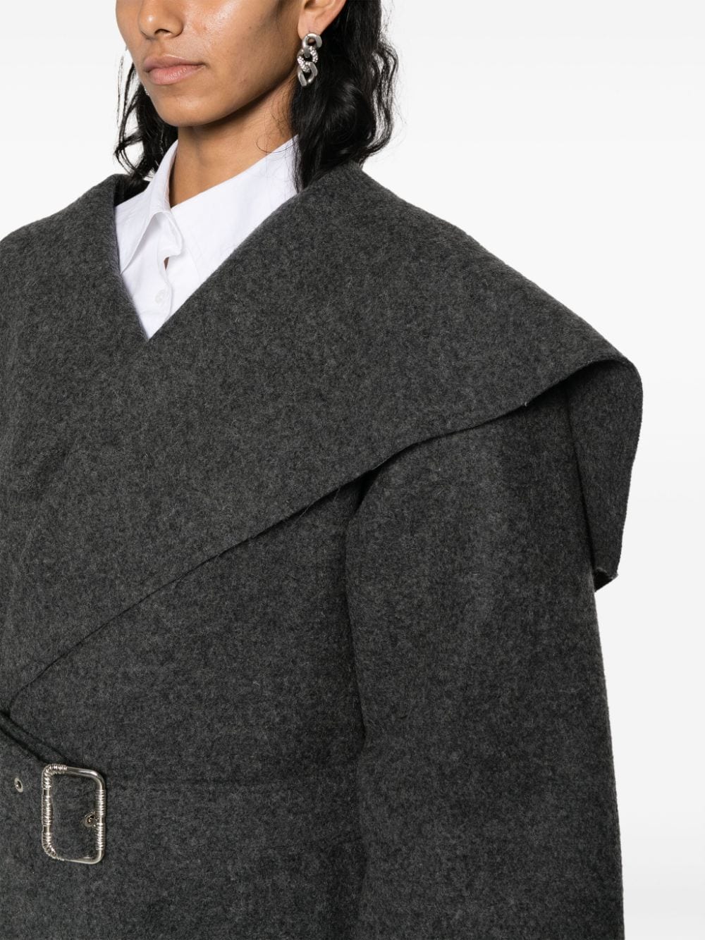 Shop Niccolò Pasqualetti Belted Wool Blend Cape-style Coat In Grey