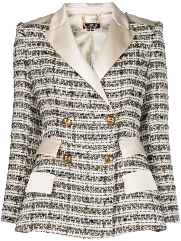 Elisabetta Franchi Monogram Tweed Blazer - Farfetch