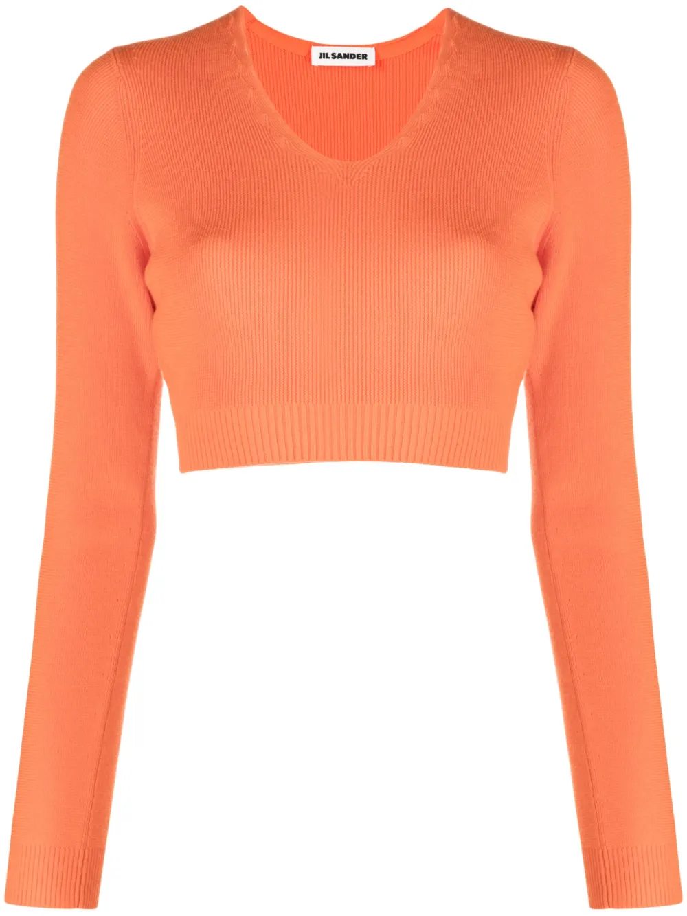 Jil Sander Ribbed-knit Cropped Top In Orange