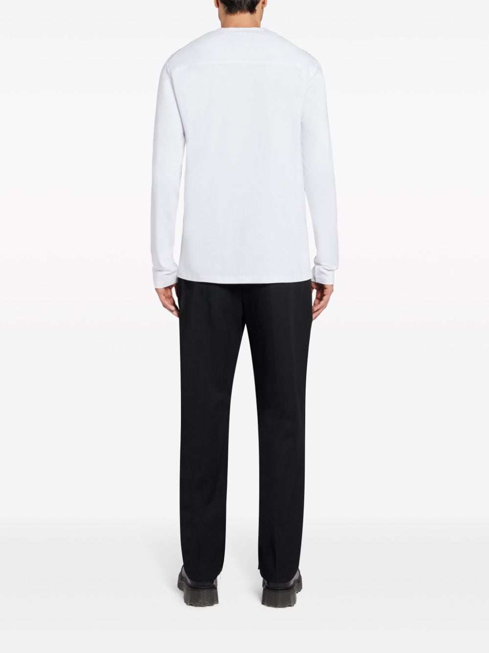 Shop Jil Sander Long-sleeved Cotton T-shirt In White
