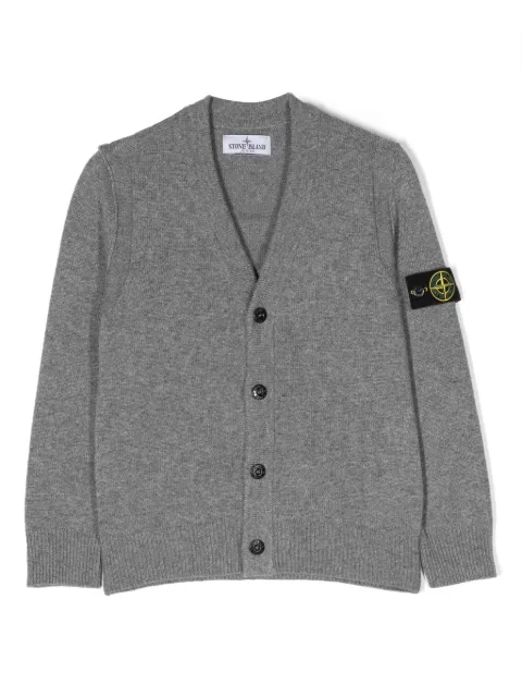 Stone Island Junior Compass-motif crew-neck cardigan