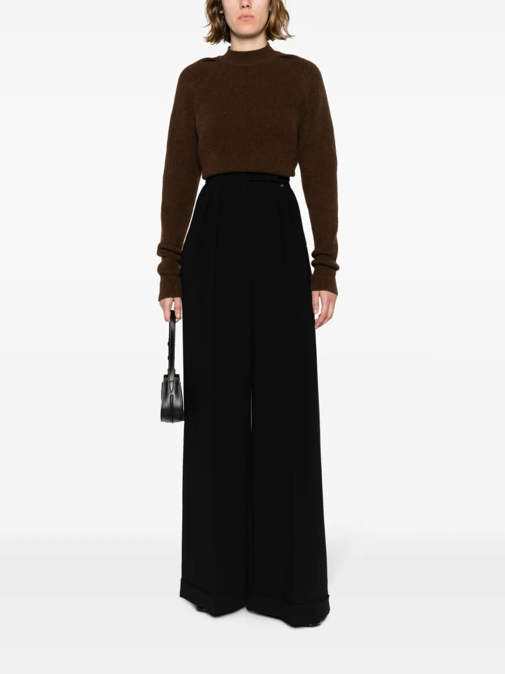 NISSA High waist palazzo broek - Zwart