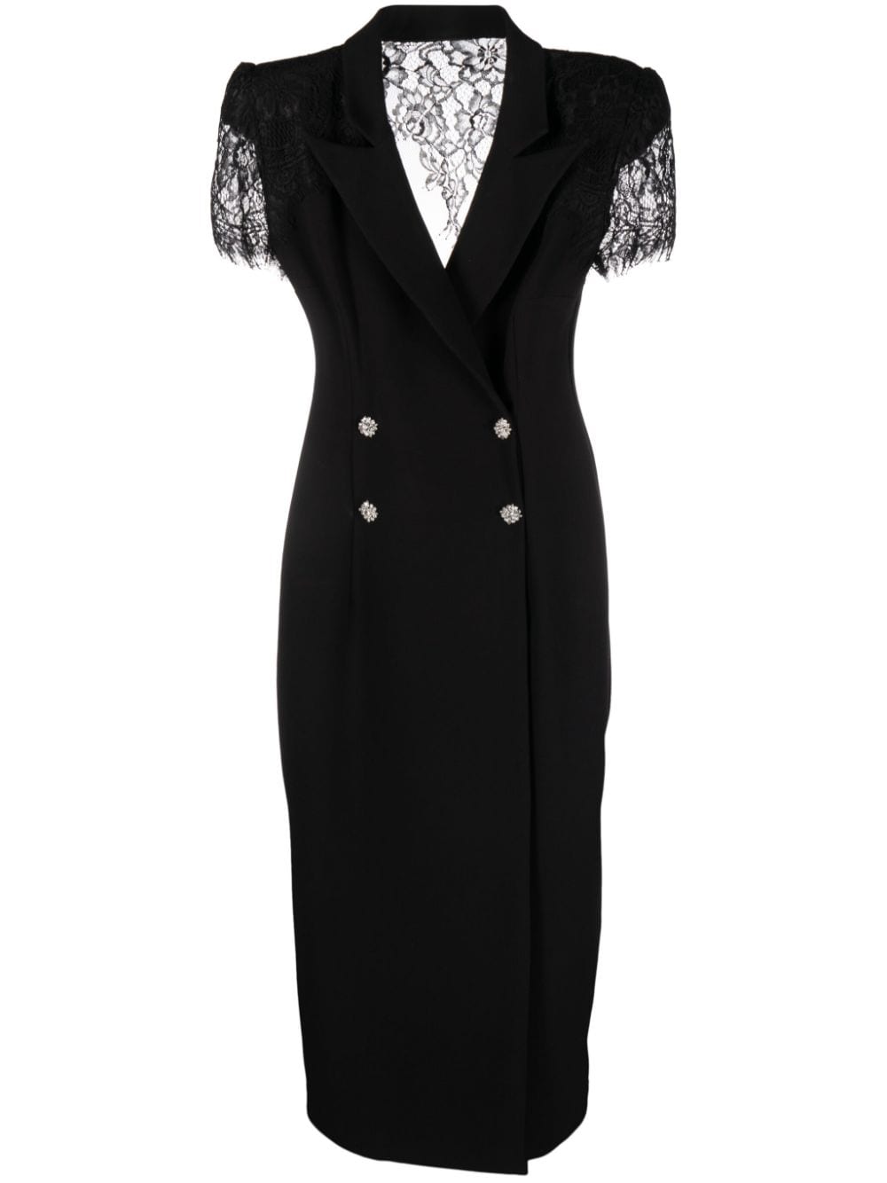 NISSA Midi-jurk met dubbele rij knopen Zwart