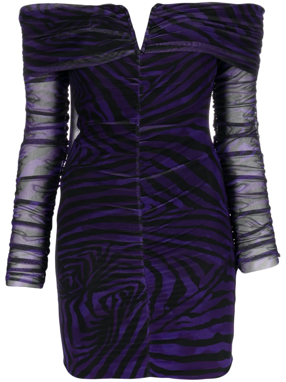 Nissa Zebra-print Off-shoulder Minidress In Black