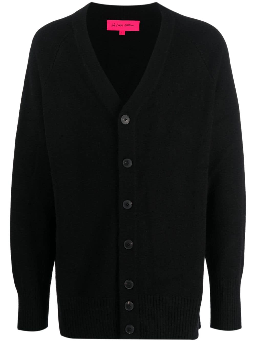 The Elder Statesman Intarsia-knit Cashmere Cardigan In Black