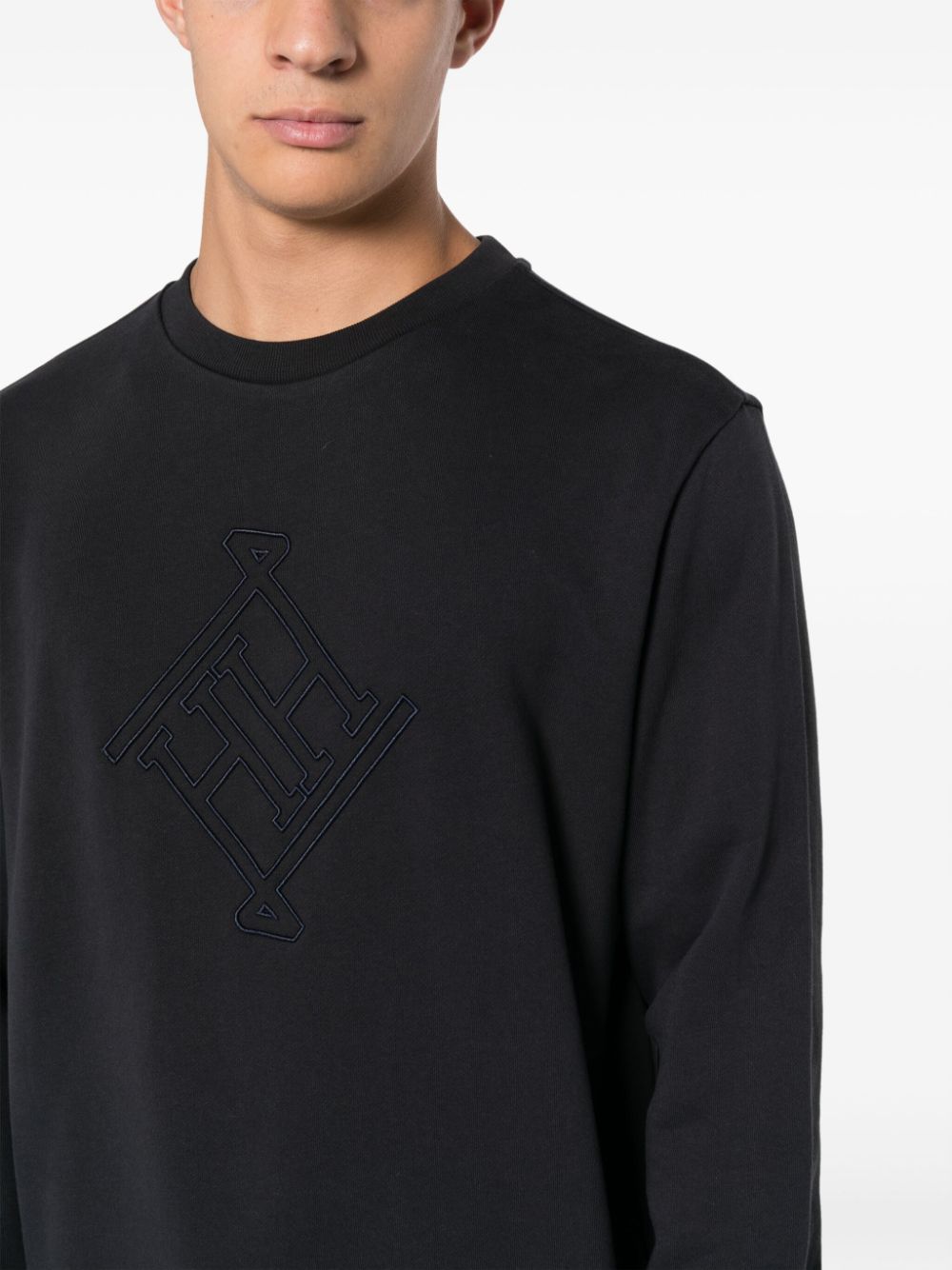 Shop Herno Logo-embroidered Cotton Sweatshirt In Blue