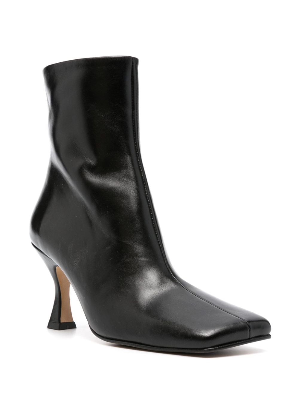 Shop Souliers Martinez Tatiana 80mm Leather Ankle Boots In Black