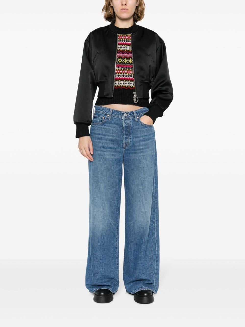 Shop Mother The Ditch Roller Sneak Jeans In Blue