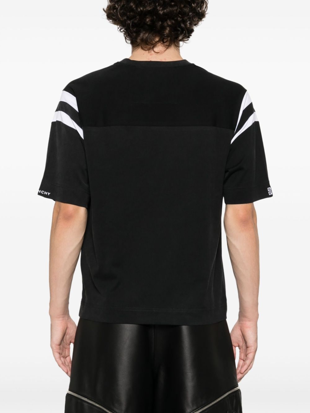 Shop Givenchy Panelled V-neck Cotton T-shirt In Black