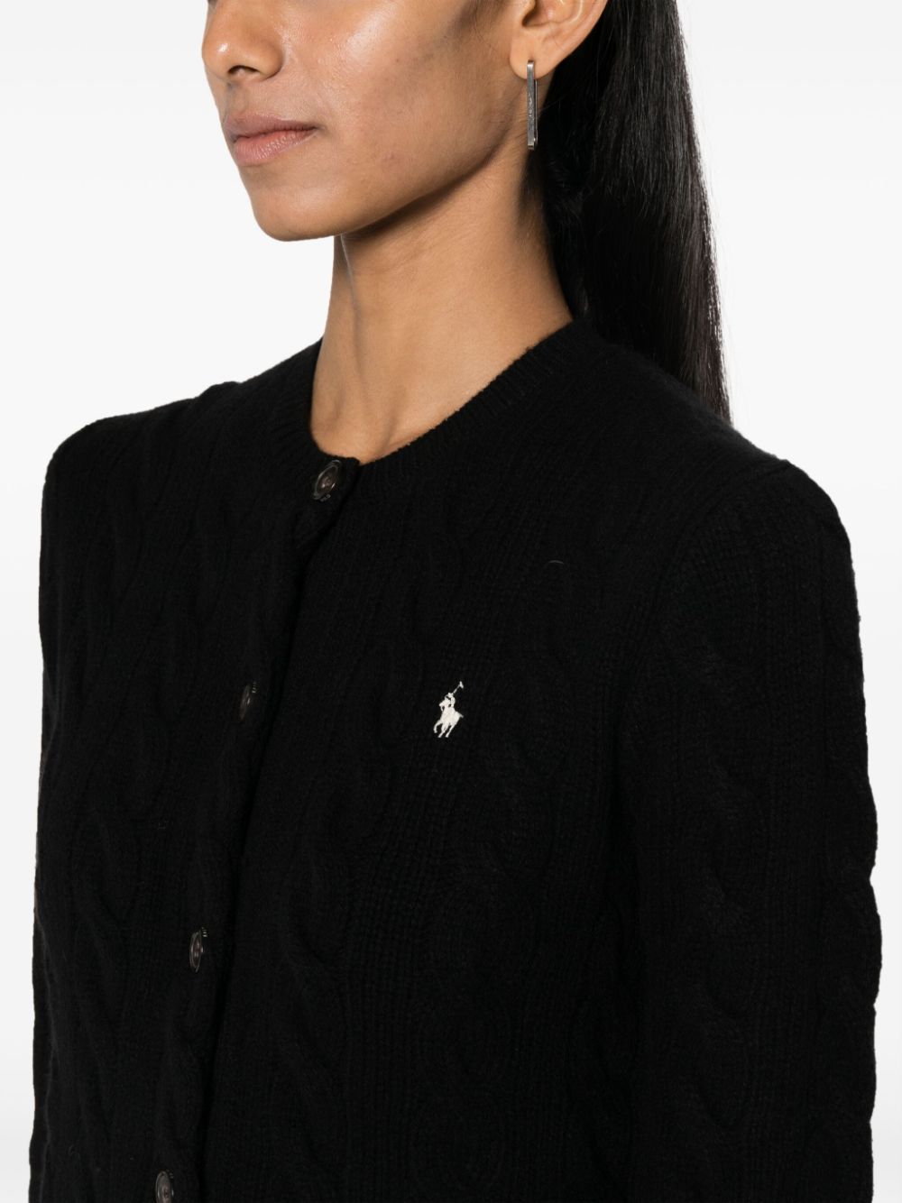 Get the best online deals Polo Ralph Lauren Polo Pony-embroidered cable-knit cardigan Women