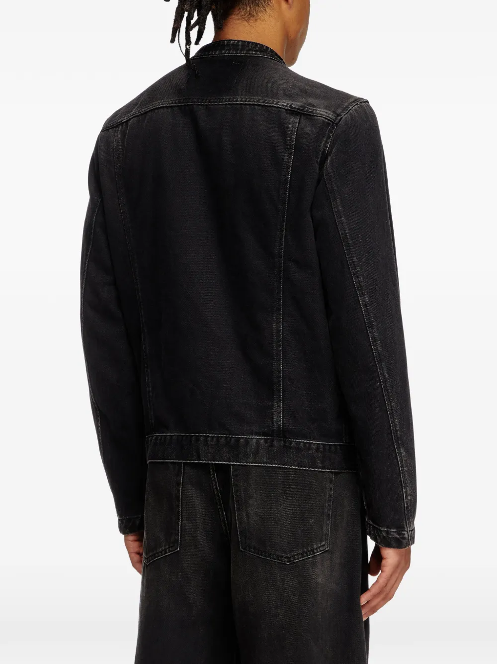 Diesel Moto Jacket In clean-wash Denim | Black | FARFETCH UK