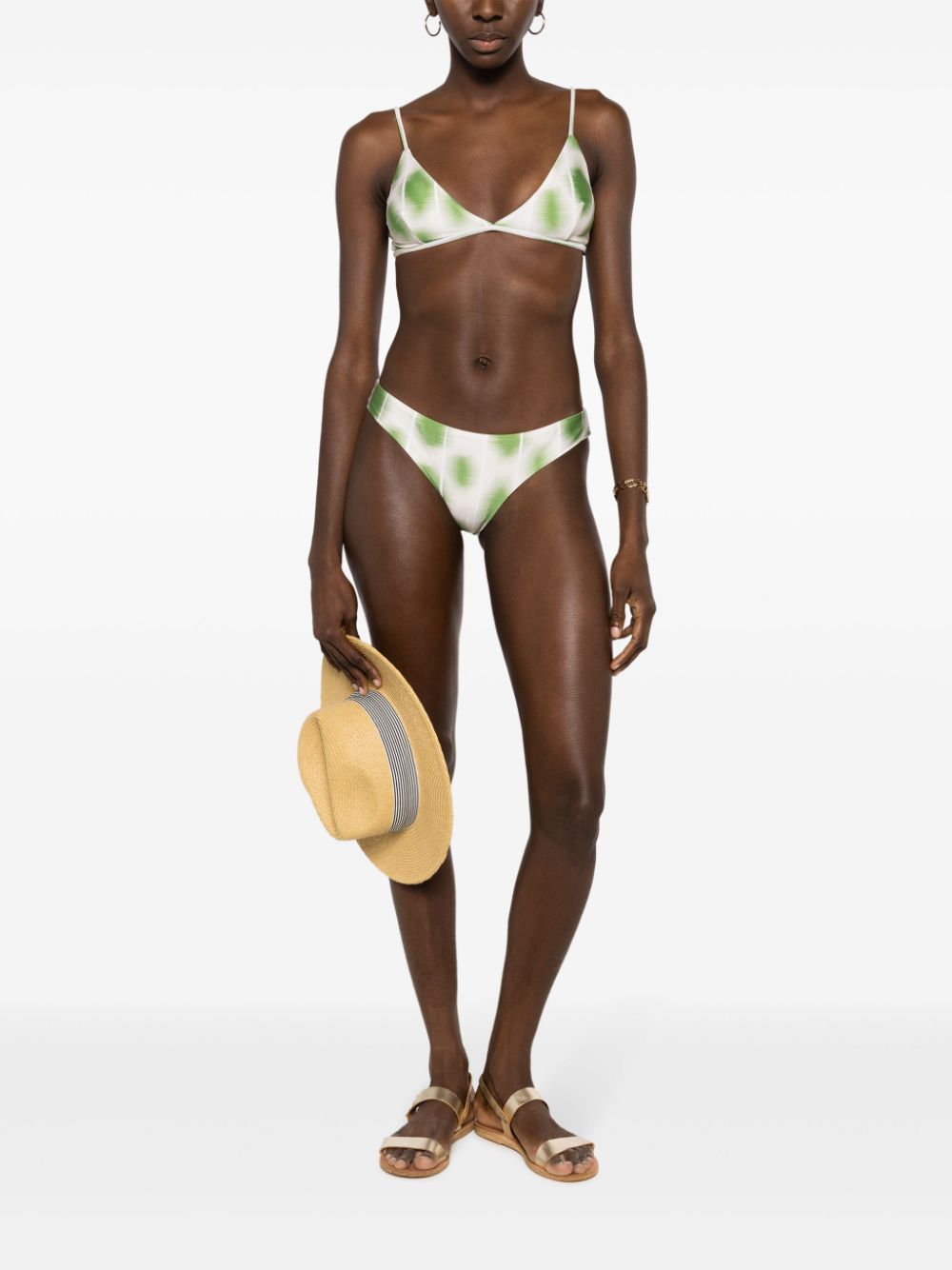 Lenny Niemeyer abstract-print triangle-cup bikini top - Green