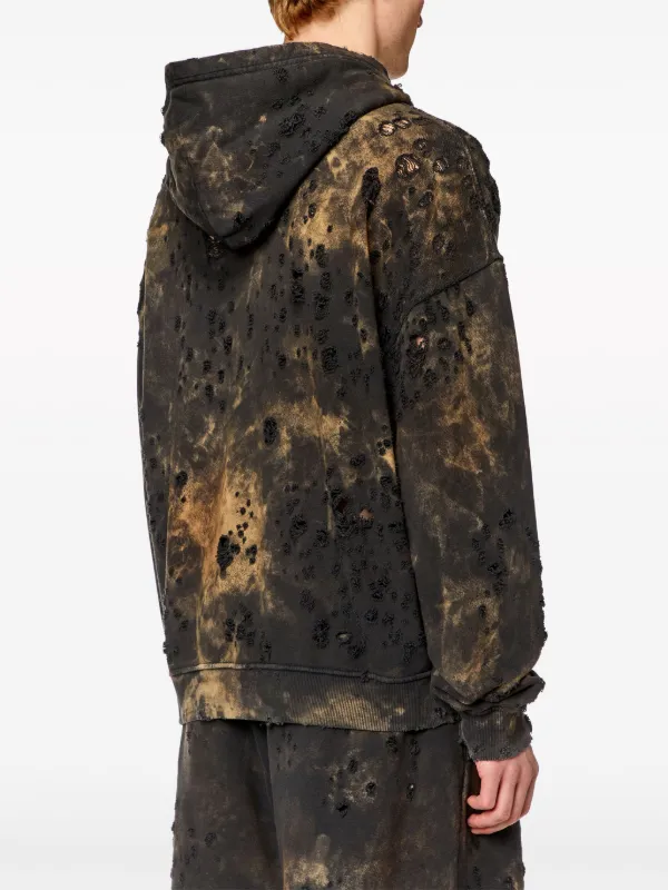 Diesel S-Boxt-Hood-N9 Distressed Cotton Hoodie | Black | FARFETCH