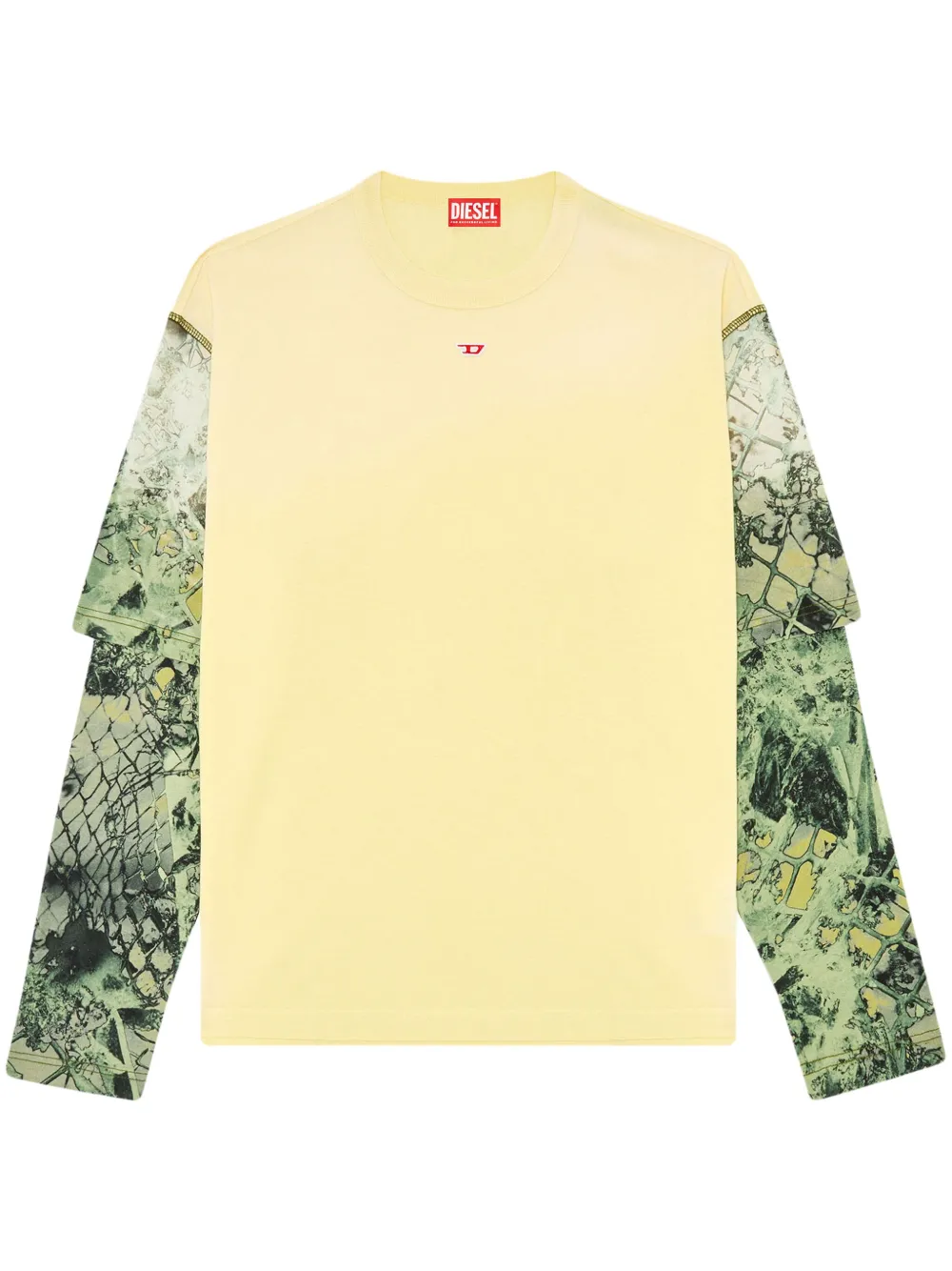 Shop Diesel T-wesher-n5 Cotton T-shirt In Yellow