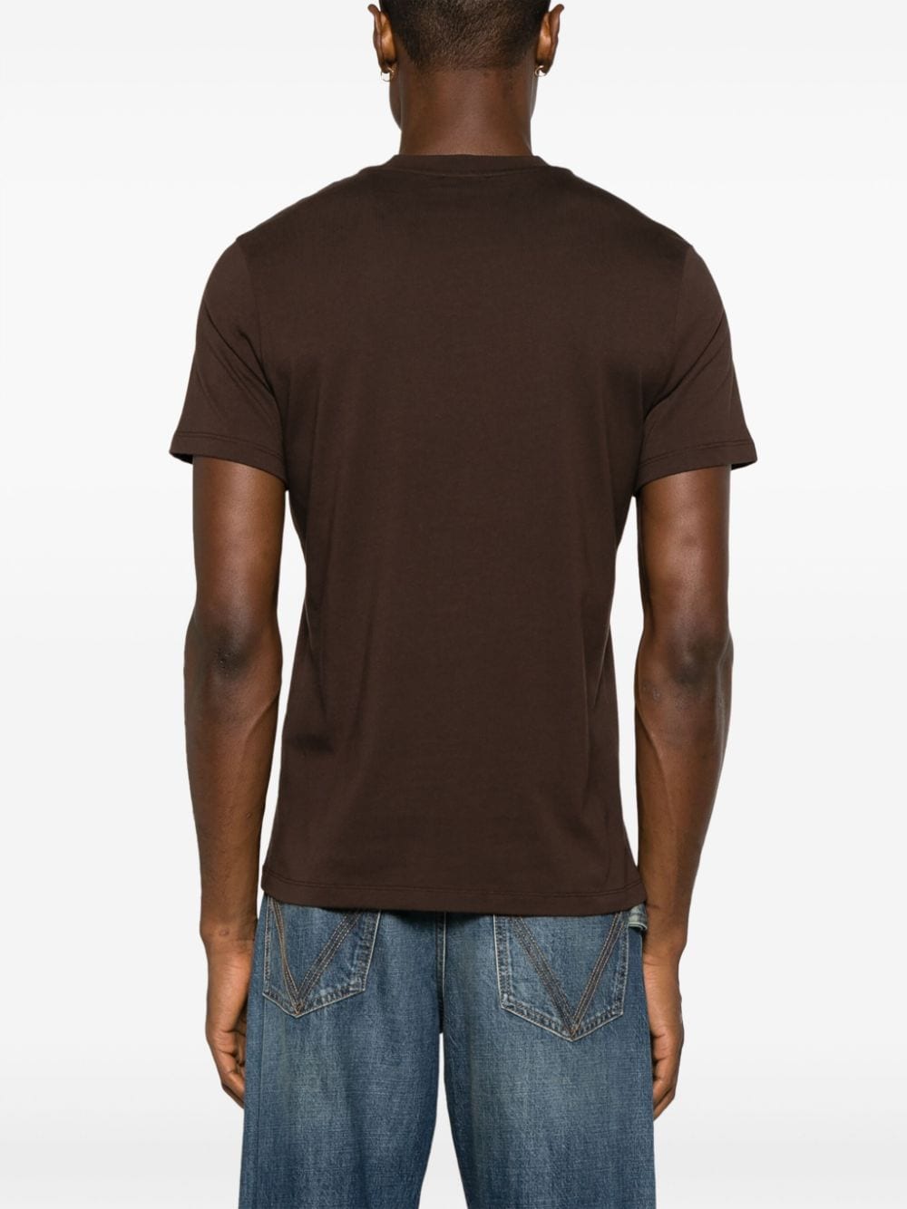 Shop Sandro Logo-embroidered Cotton T-shirt In Brown