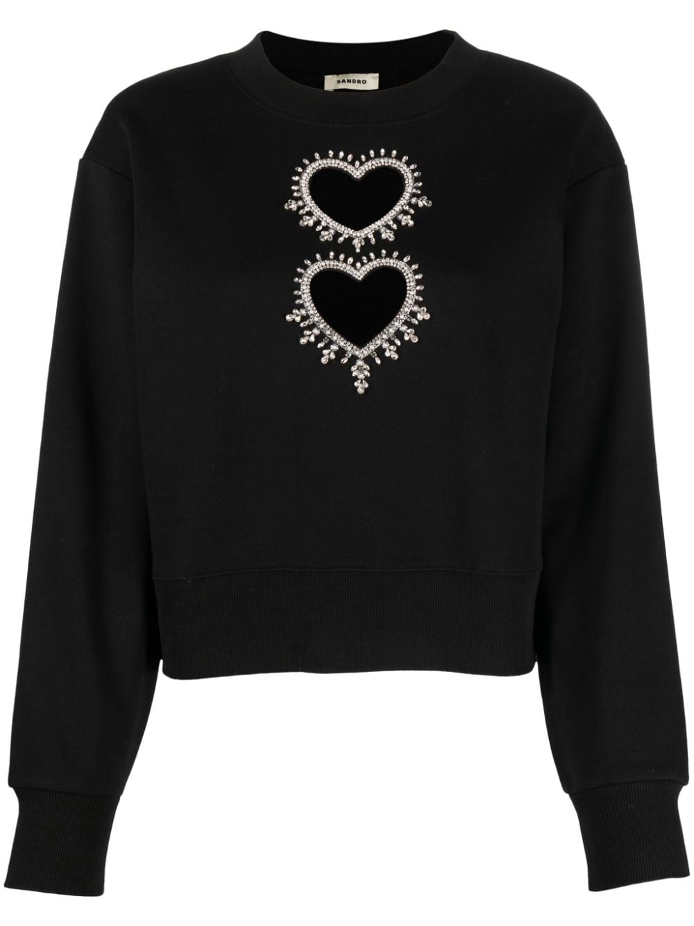 Shop Sandro Heart Cut-out Sweatshirt In Black