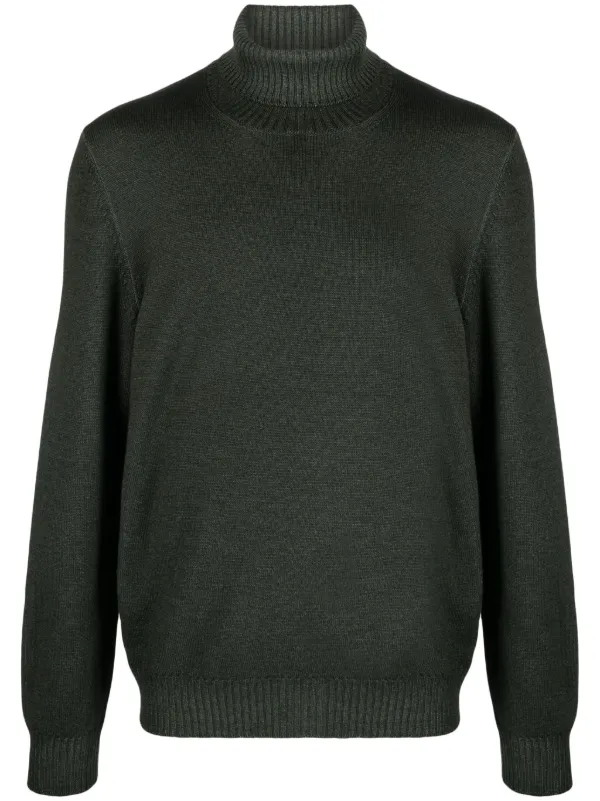 Barba Roll-neck Virgin-wool Jumper in Green