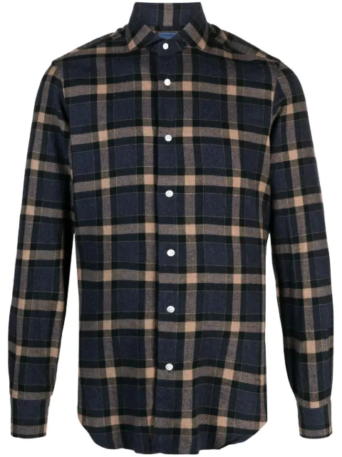 Barba checked long-sleeve cotton shirt