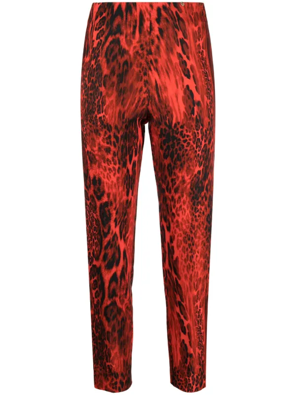 NISSA leopard print Cropped Slim Trousers Farfetch