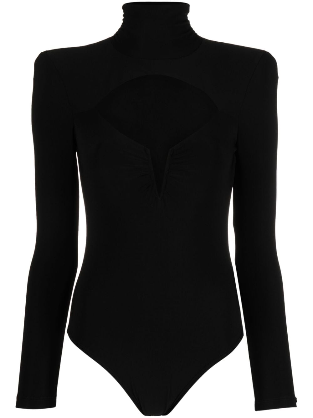 Nissa Roll-neck Cut-out Bodysuit In Black