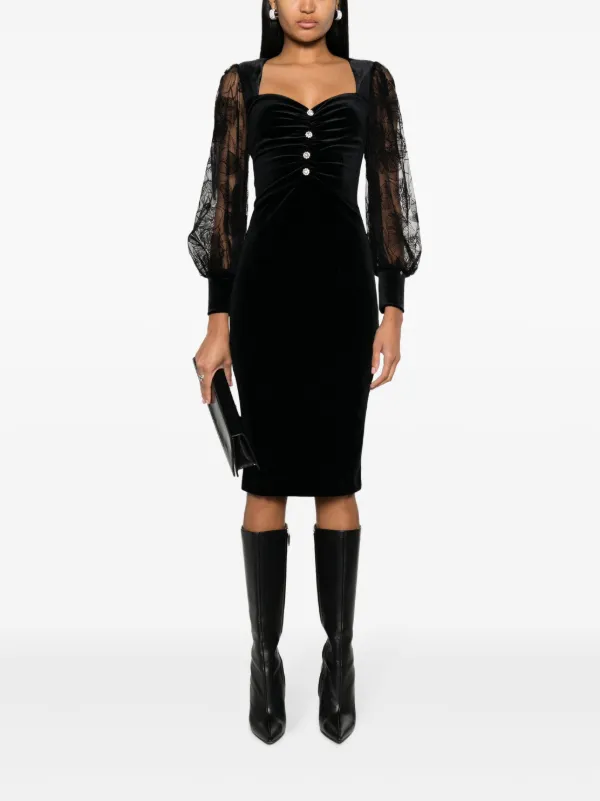 Sheer sleeve black on sale dress